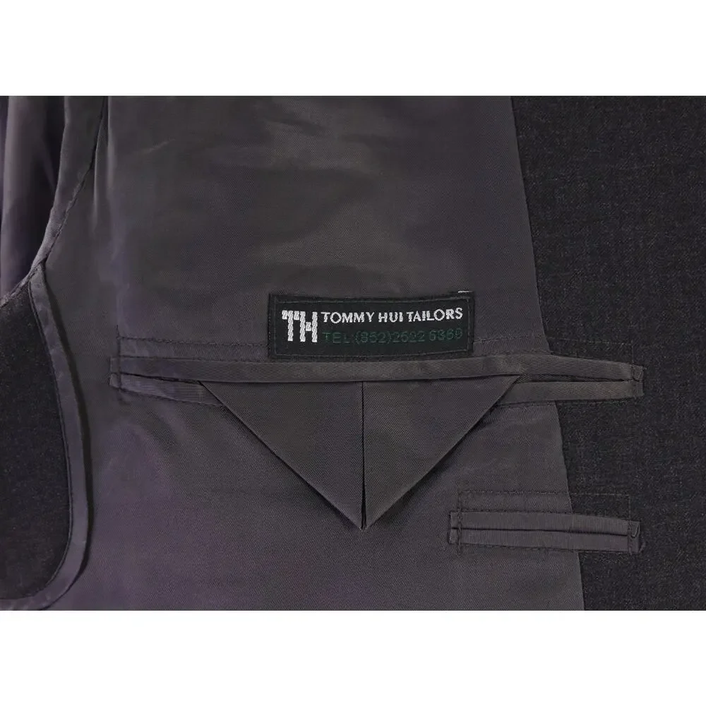 Tommy Hui Bespoke Tailored Charcoal Gray 2-Btn Wool Suit 42S